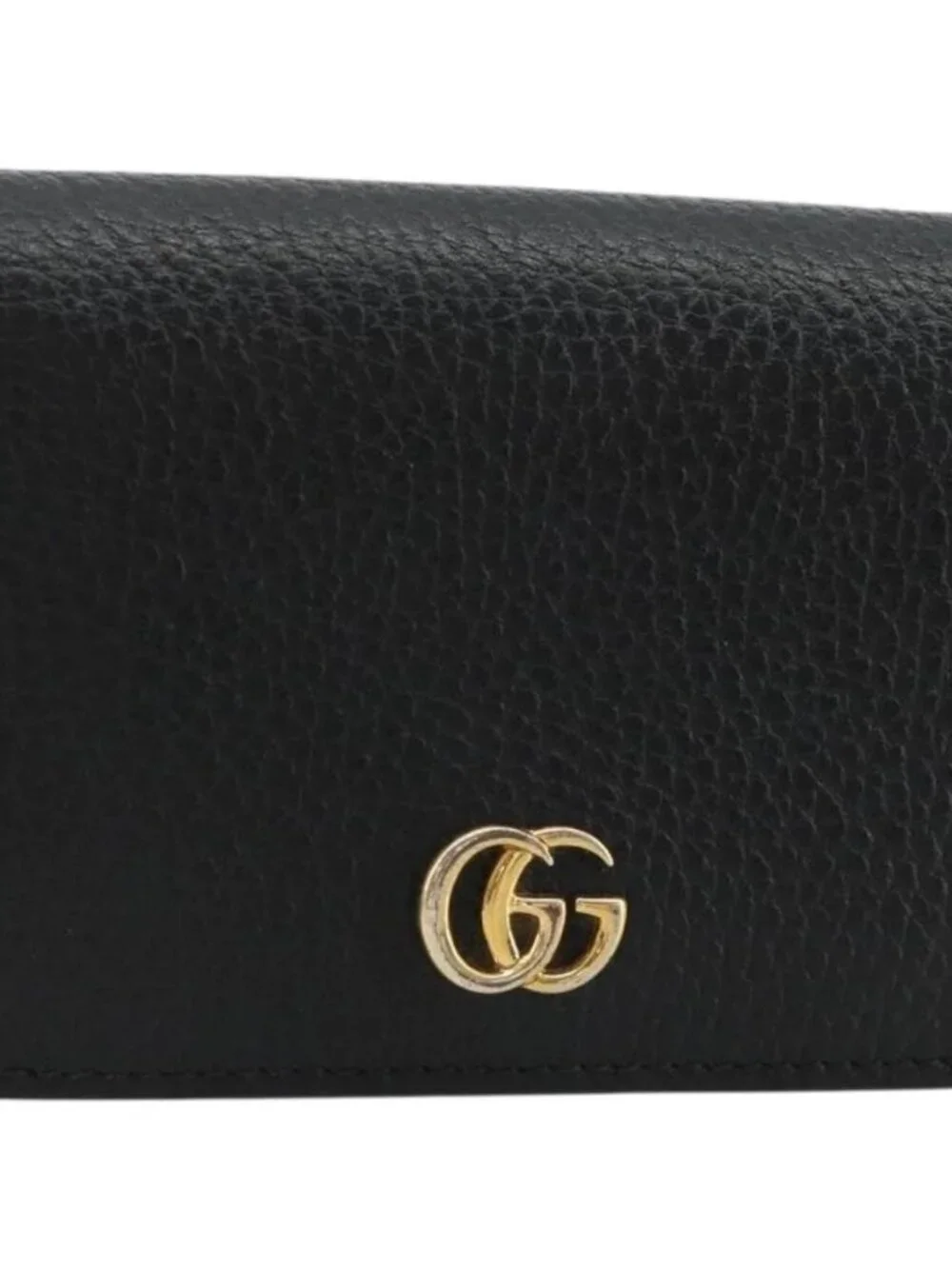 GUCCI GG Marmont Bifold Wallet Leather Black Gold 456126 Auth bs35602